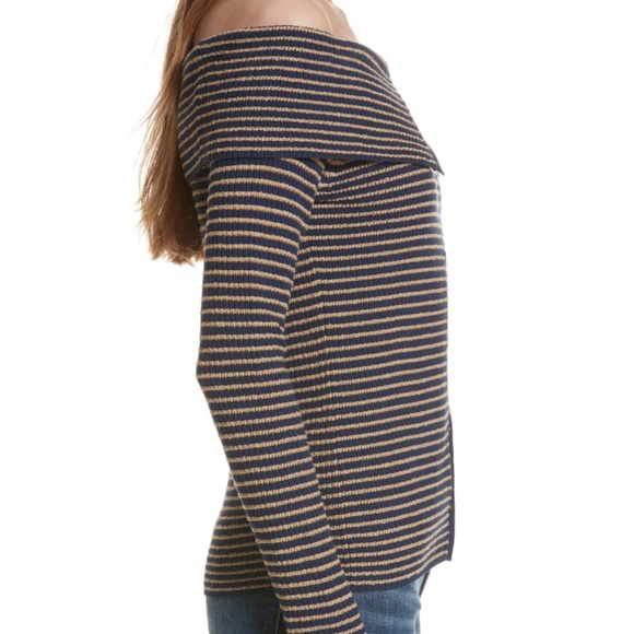 FRAME Striped Off-The-Shoulder Sweater, sz S - Picture 4 of 10